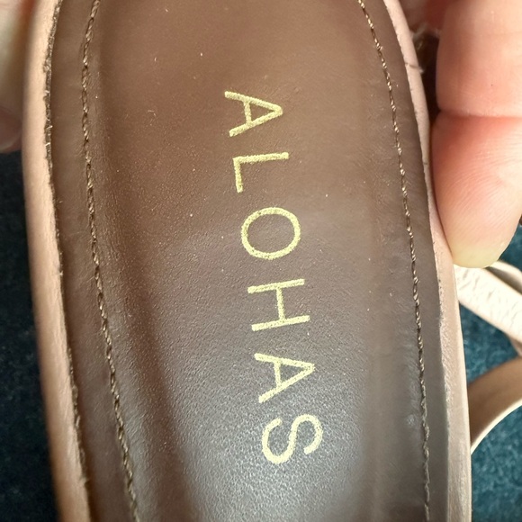 ALOHAS The Lille Leather Block Heels  in Peach Ankle Strap Nude Size EU38 - Picture 8 of 12